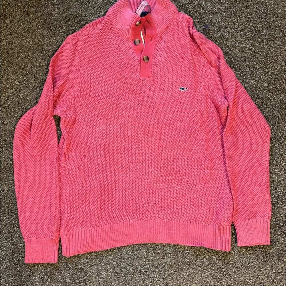 Vineyard Vines Coral Button-Up Sweater